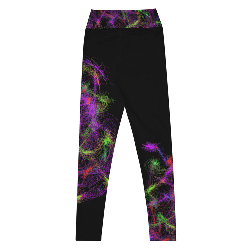 Gym Wear Leggings-Neon Art on Black. Streetwear Leggings. Yoga Pants. WickedYo.